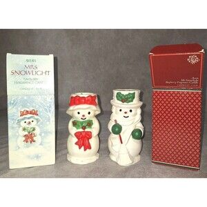 Avon Candles Mr And Mrs Snowlight Bayberry Scented Vintage